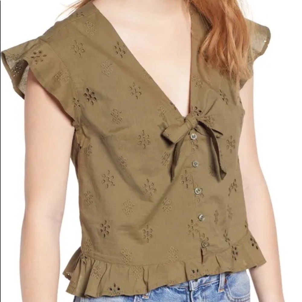 BP. Bow Neck Eyelet Top